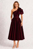 A-Line Tea Length Satin Mother of the Bride Dress CM0514
