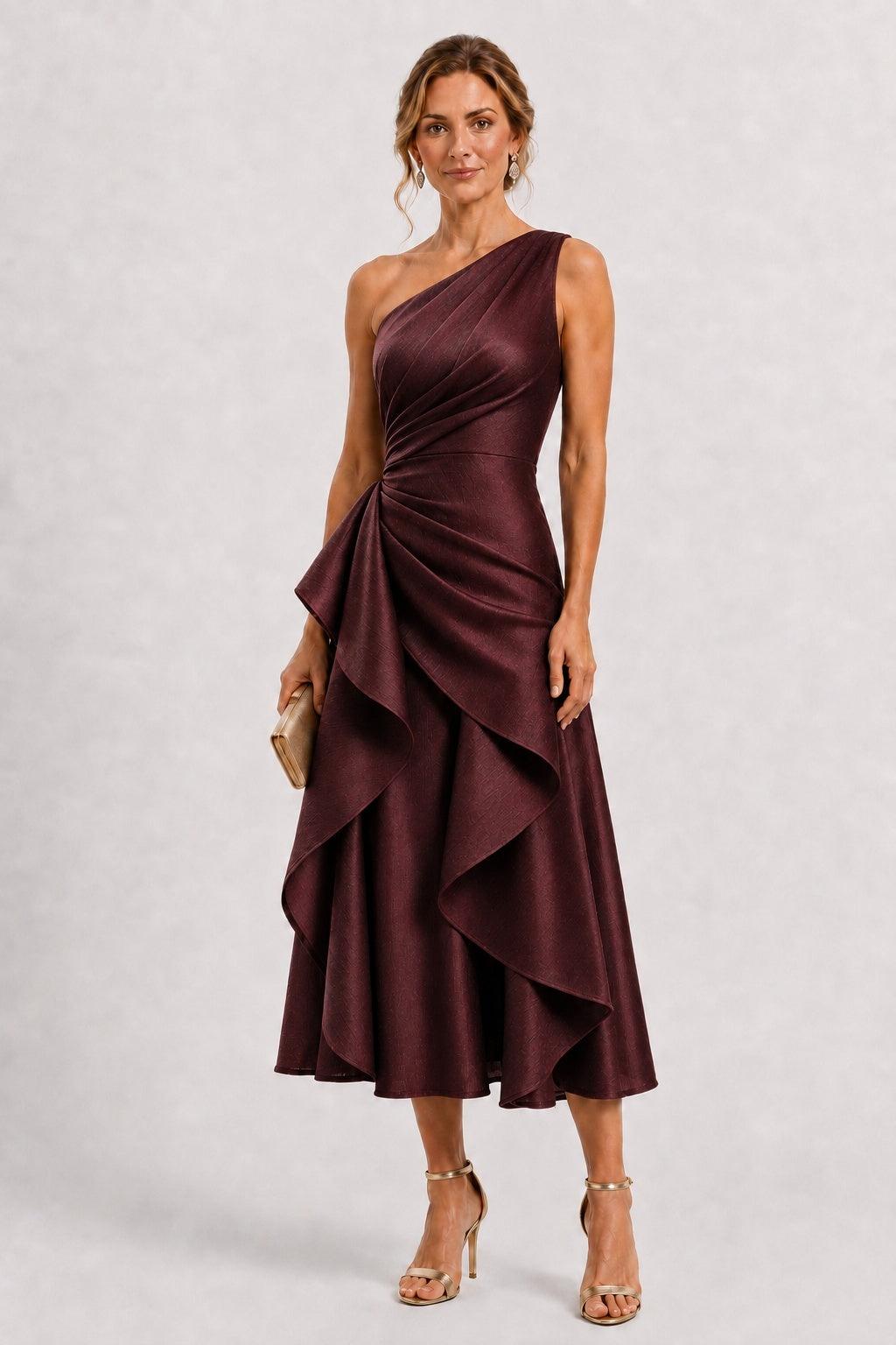 A-Line Tea Length Polyester Mother of the Bride Dress CM0517
