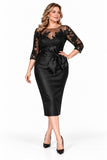 Sheath-Column Tea Length Satin Mother of the Bride Dress CM0525