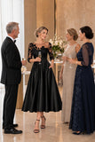 A-Line Tea Length Satin Mother of the Bride Dress CM0526