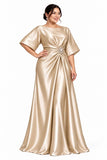 A-Line Floor Length Satin Mother of the Bride Dress CM0528 - Dark Champagne - COCOMELODY
