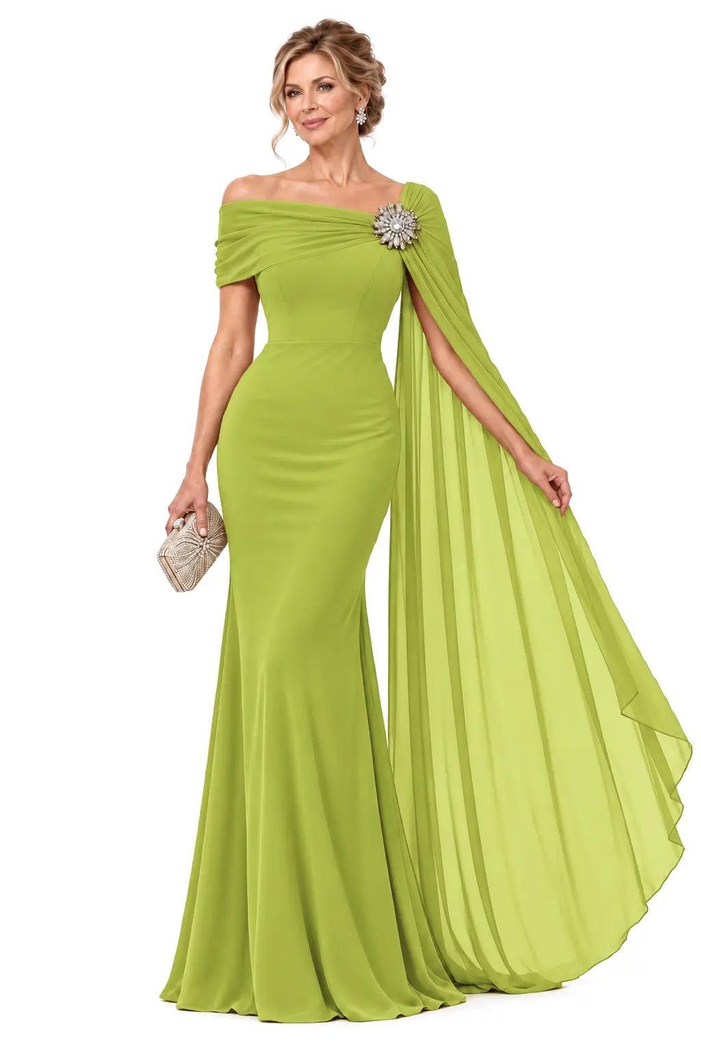 Trumpet-Mermaid Floor Length Chiffon Mother of the Bride Dress CM0530 - Daiquiri Green - COCOMELODY