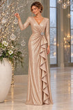 Sheath-Column Floor Length Sequin Mother of the Bride Dress CM0534 - Dark Champagne - COCOMELODY