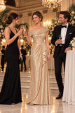 Sheath-Column Floor Length Sequin Mother of the Bride Dress CM0538 - Dark Champagne - COCOMELODY