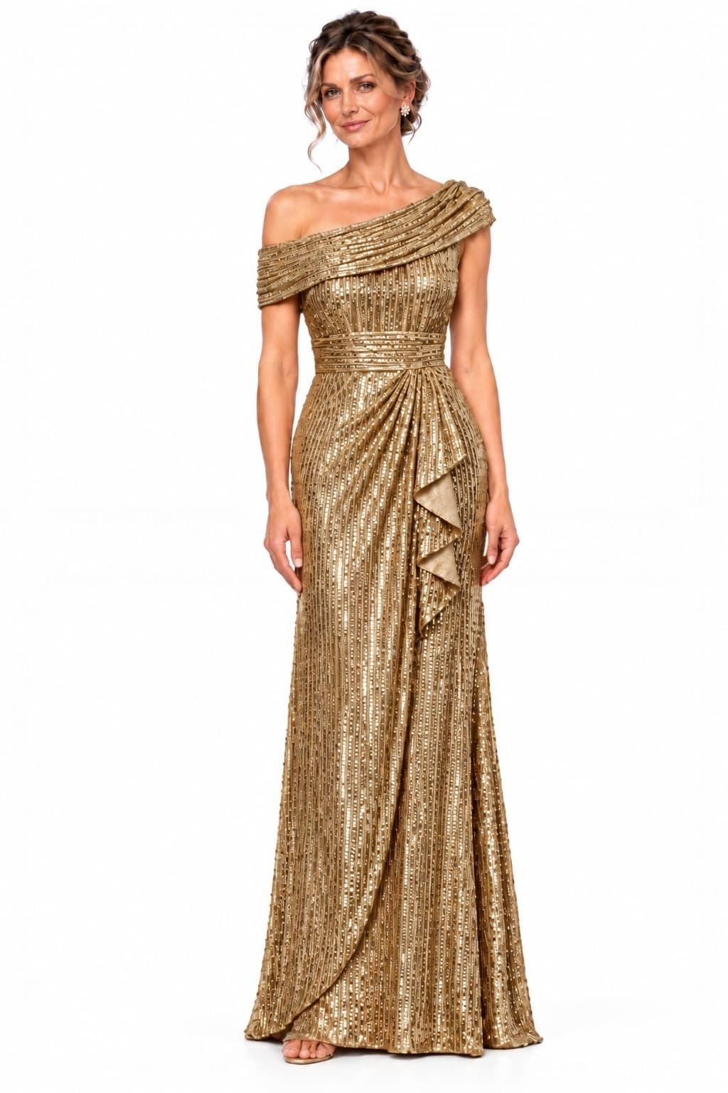 Sheath-Column Floor Length Sequin Mother of the Bride Dress CM0538 - Gold - COCOMELODY