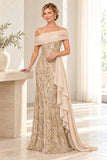 Sheath-Column Floor Length Sequin Chiffon Mother of the Bride Dress CM0539 - Champagne - COCOMELODY
