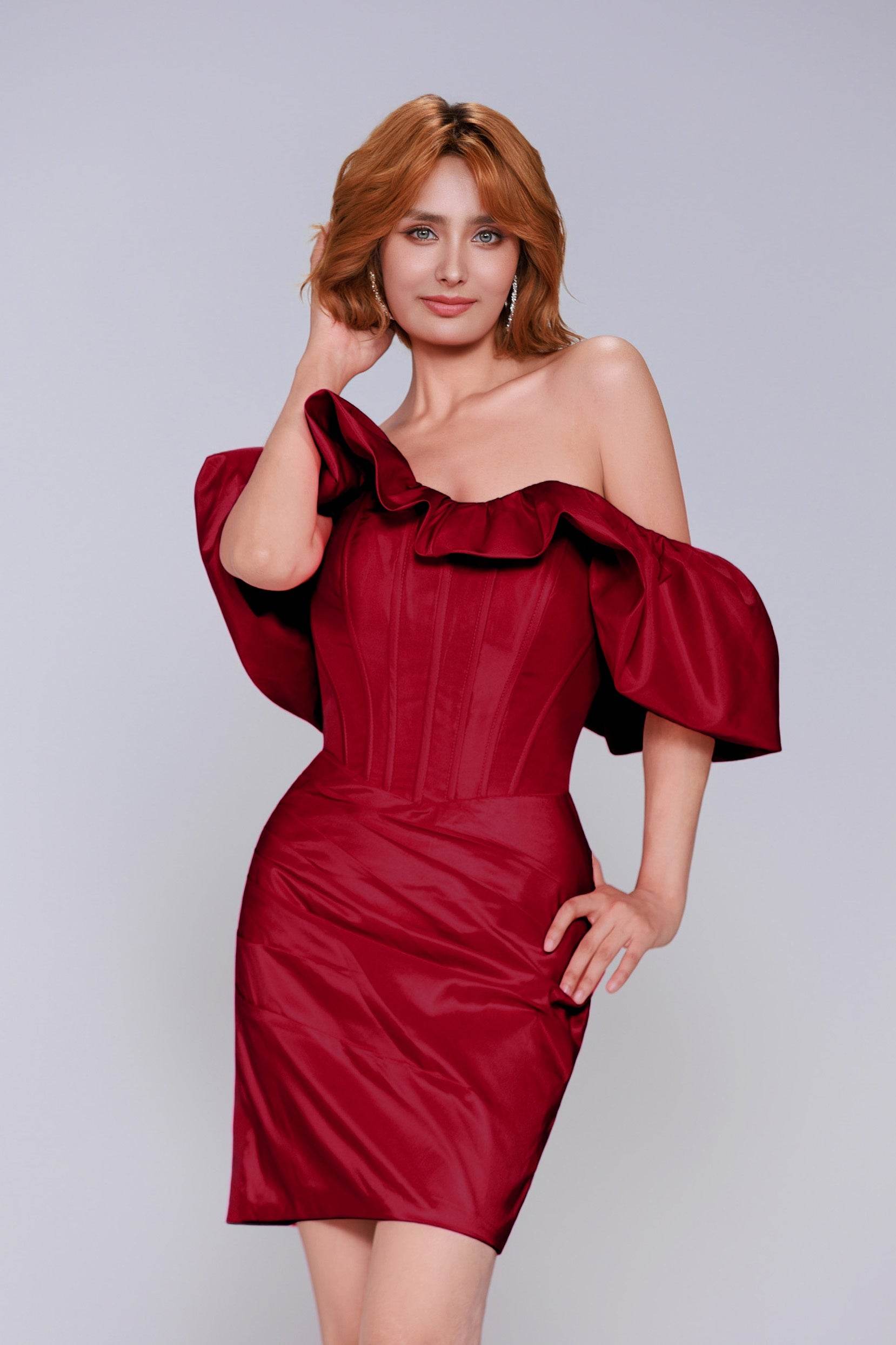 Sheath-Column Mini Taffeta Homecoming Dress CS0948 - COCOMELODY
