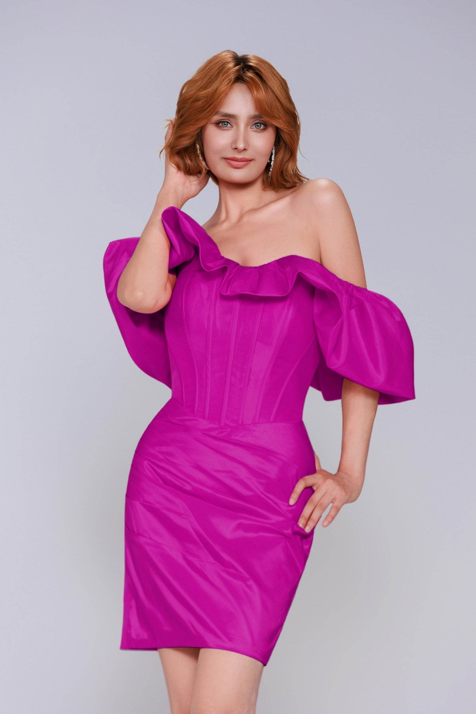 Sheath-Column Mini Taffeta Homecoming Dress CS0948 - COCOMELODY