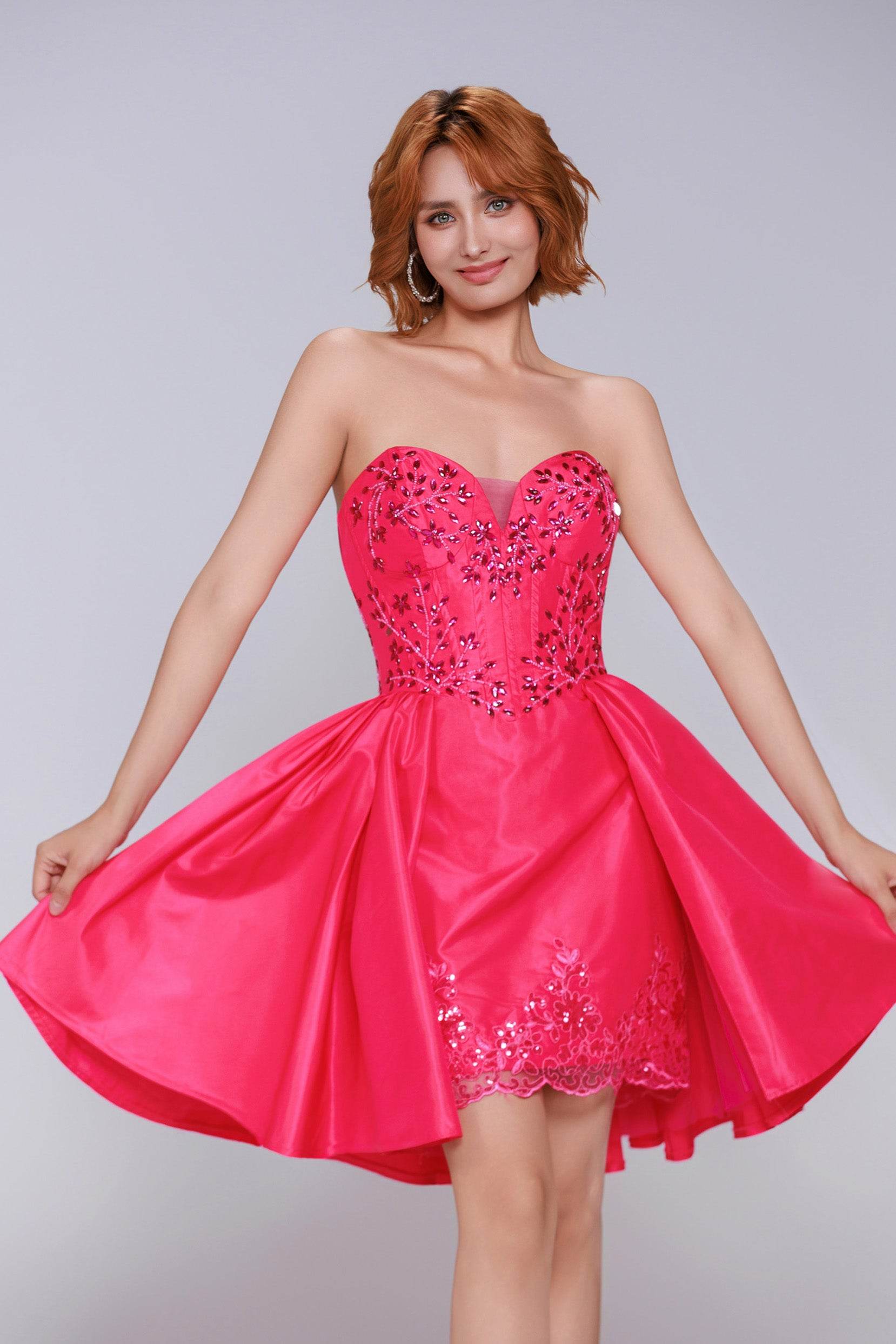 A-Line Mini Taffeta Homecoming Dress CS0949 - COCOMELODY