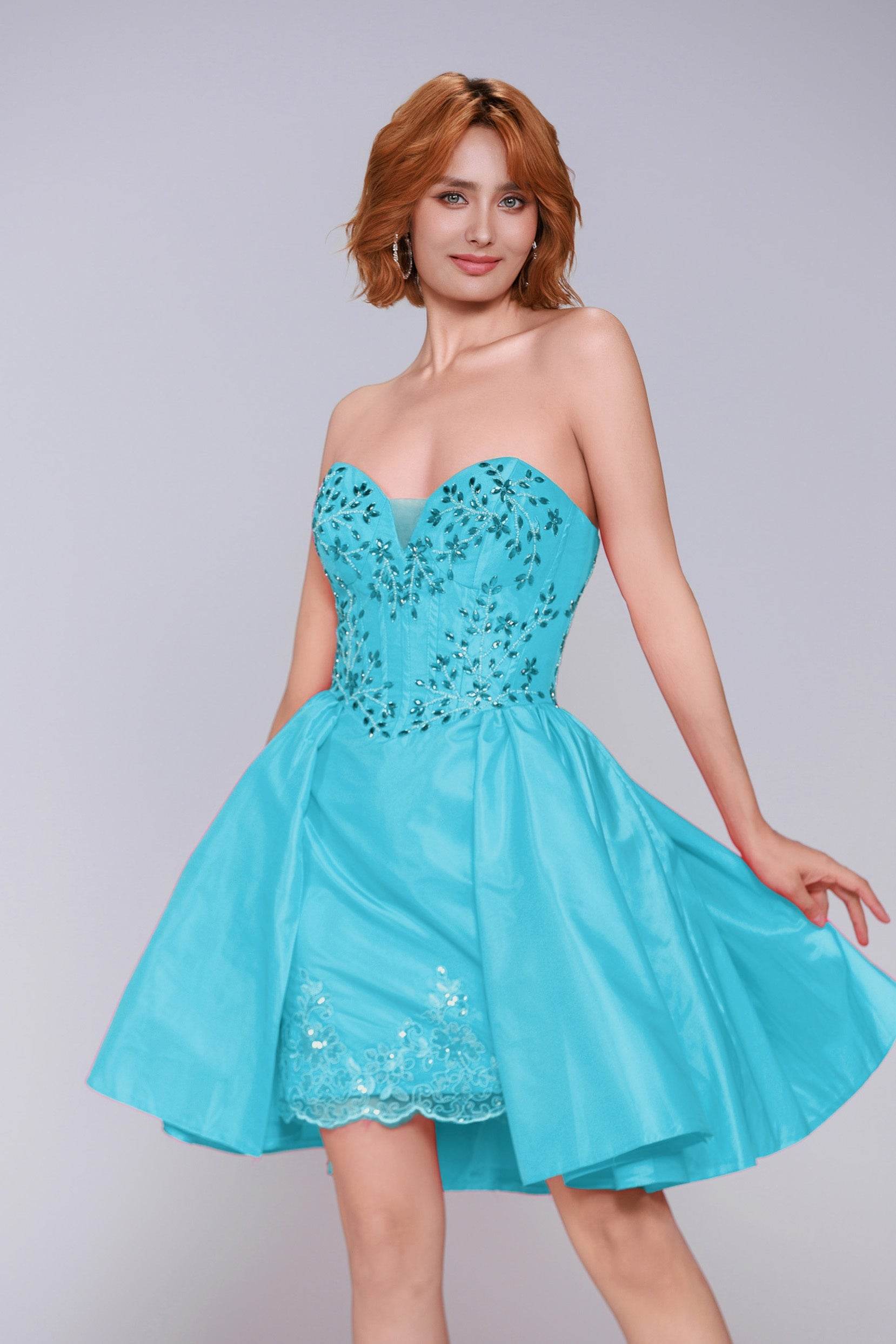 A-Line Mini Taffeta Homecoming Dress CS0949 - COCOMELODY