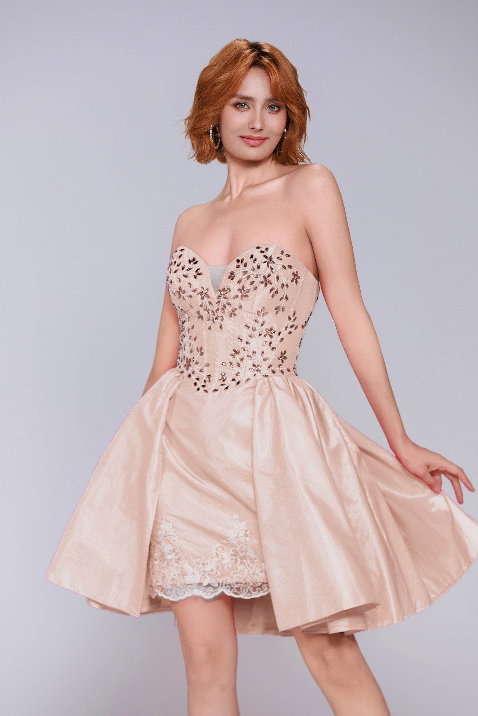 A-Line Mini Taffeta Homecoming Dress CS0949 - COCOMELODY