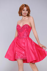 A-Line Mini Taffeta Homecoming Dress CS0949 - COCOMELODY