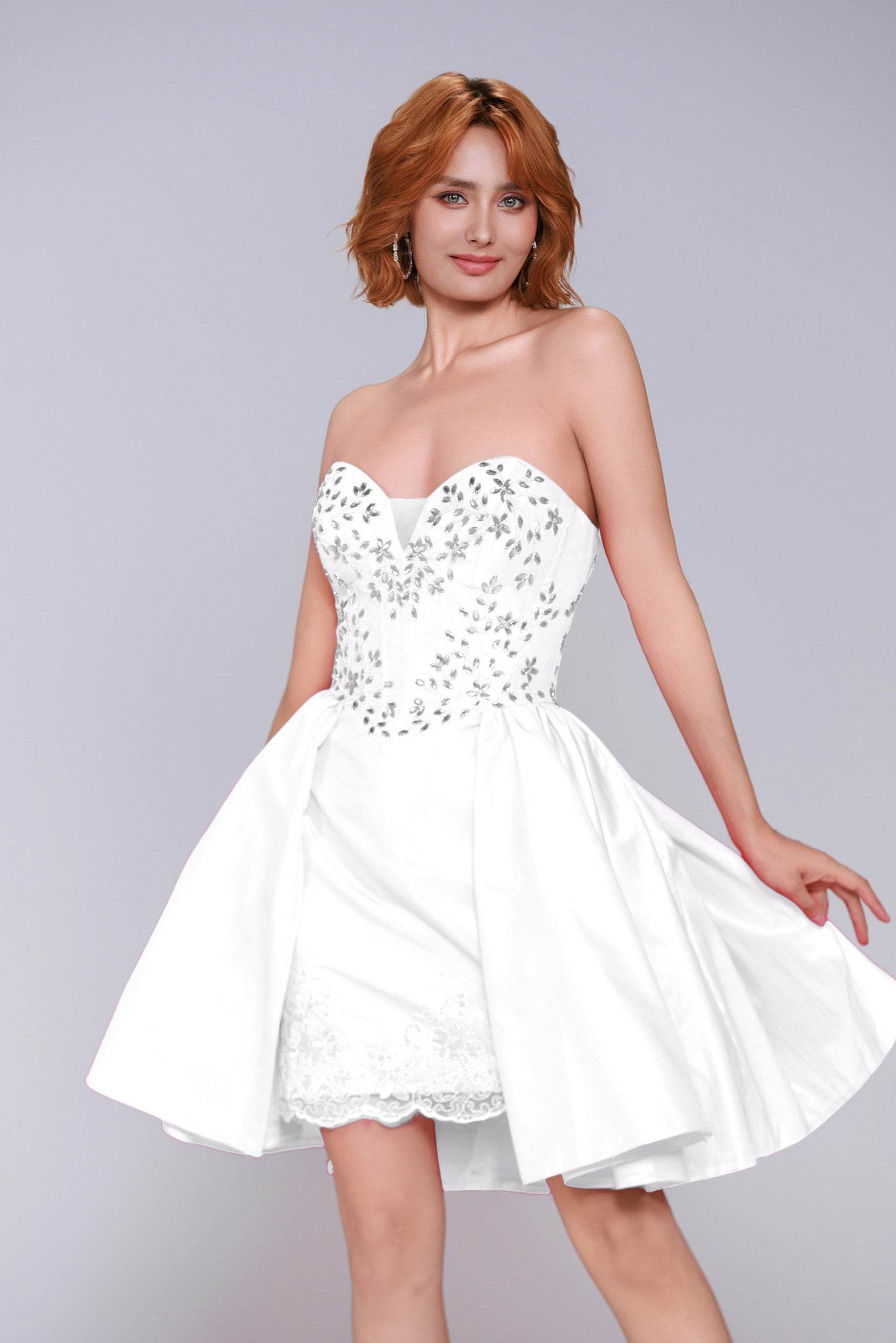 A-Line Mini Taffeta Homecoming Dress CS0949 - COCOMELODY