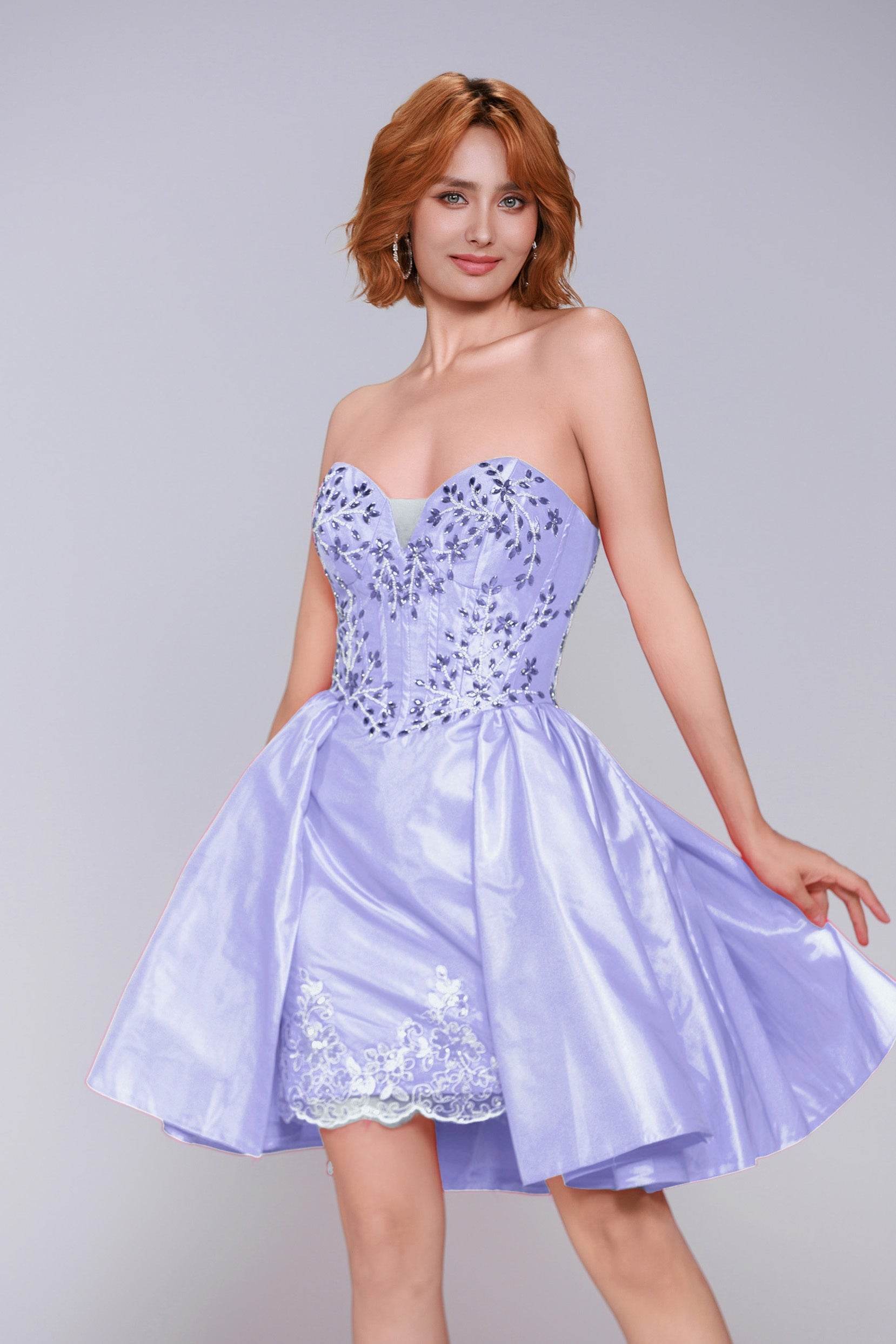 A-Line Mini Taffeta Homecoming Dress CS0949 - COCOMELODY