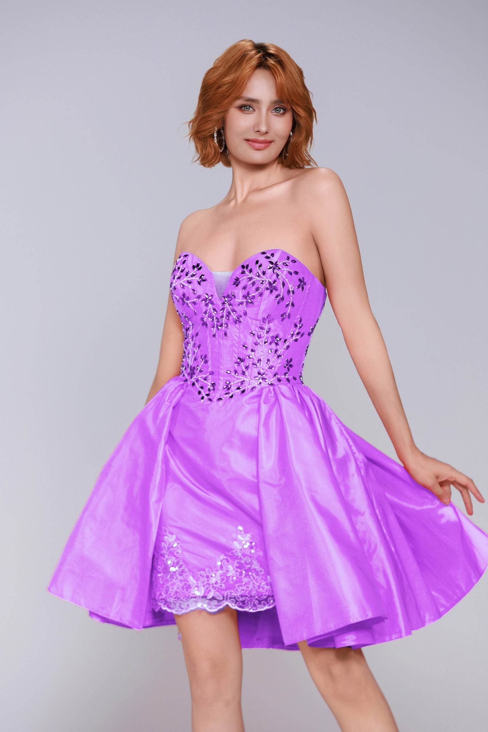 A-Line Mini Taffeta Homecoming Dress CS0949 - COCOMELODY