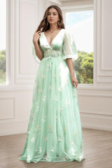 A-Line Floor Length Print Prom Dress CS0444 - COCOMELODY