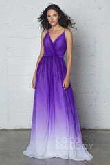 Sheath-Column Floor Length Chiffon Ombre Dress COZF17013 - COCOMELODY