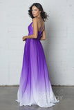 Sheath-Column Floor Length Chiffon Ombre Dress COZF17013 - COCOMELODY