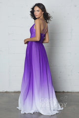Sheath-Column Floor Length Chiffon Ombre Dress COZF17013 - COCOMELODY