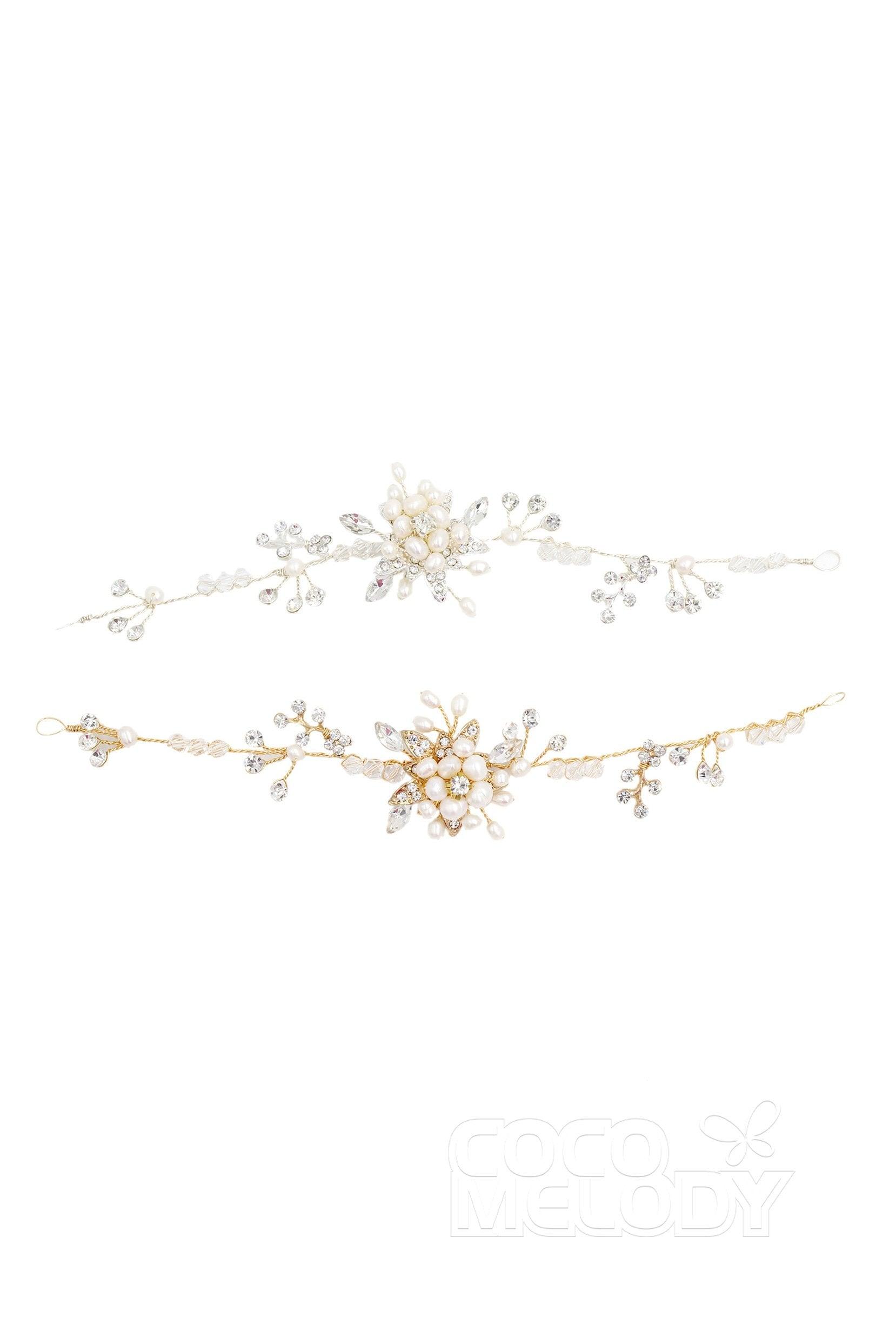 Alloy Wedding Bracelets with Pearl and Crystals CQ0033 - COCOMELODY