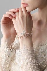 Alloy Wedding Bracelets with Pearl and Crystals CQ0033 - COCOMELODY