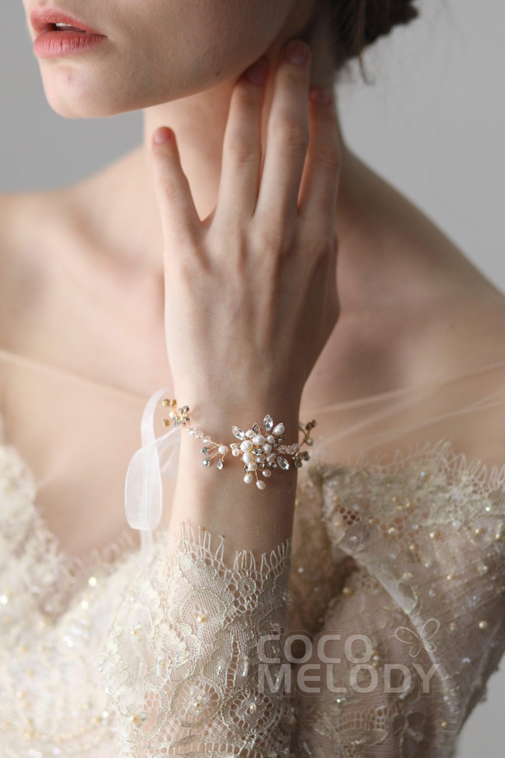 Alloy Wedding Bracelets with Pearl and Crystals CQ0033 - COCOMELODY