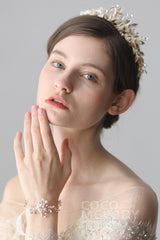 Alloy Wedding Bracelets with Pearl and Crystals CQ0033 - COCOMELODY