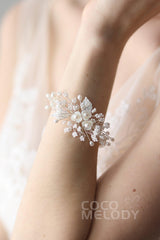 Alloy Wedding Bracelets with Pearl and Crystals CQ0034 - COCOMELODY