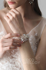 Alloy Wedding Bracelets with Pearl and Crystals CQ0034 - COCOMELODY