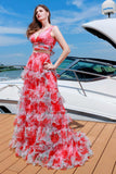 Two-Piece Sweep-Brush Train Figured Cloth Prom Dress CS0482 - COCOMELODY