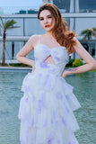 A-Line Sweep-Brush Train Figured Cloth Prom Dress CS0483 - COCOMELODY