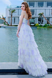 A-Line Sweep-Brush Train Figured Cloth Prom Dress CS0483 - COCOMELODY