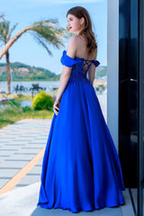 A-Line Floor Length Forged Chiffon Prom Dress CS0485 - COCOMELODY