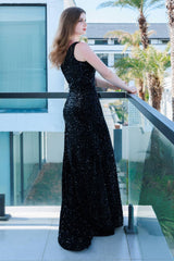 Trumpet-Mermaid Floor Length Sequined Prom Dress CS0487CR - COCOMELODY