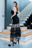 Sheath-Column Tea Length Tulle Prom Dress CS0490 - COCOMELODY
