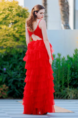 Sheath-Column Floor Length Tulle Prom Dress CS0496 - COCOMELODY