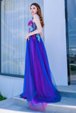A-Line Sweep-Brush Train Tulle Prom Dress CS0500 - COCOMELODY