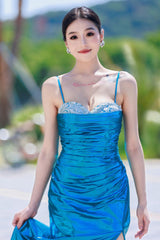 Sheath-Column Floor Length Hot Stamping Cloth Prom Dress CS0502 - COCOMELODY
