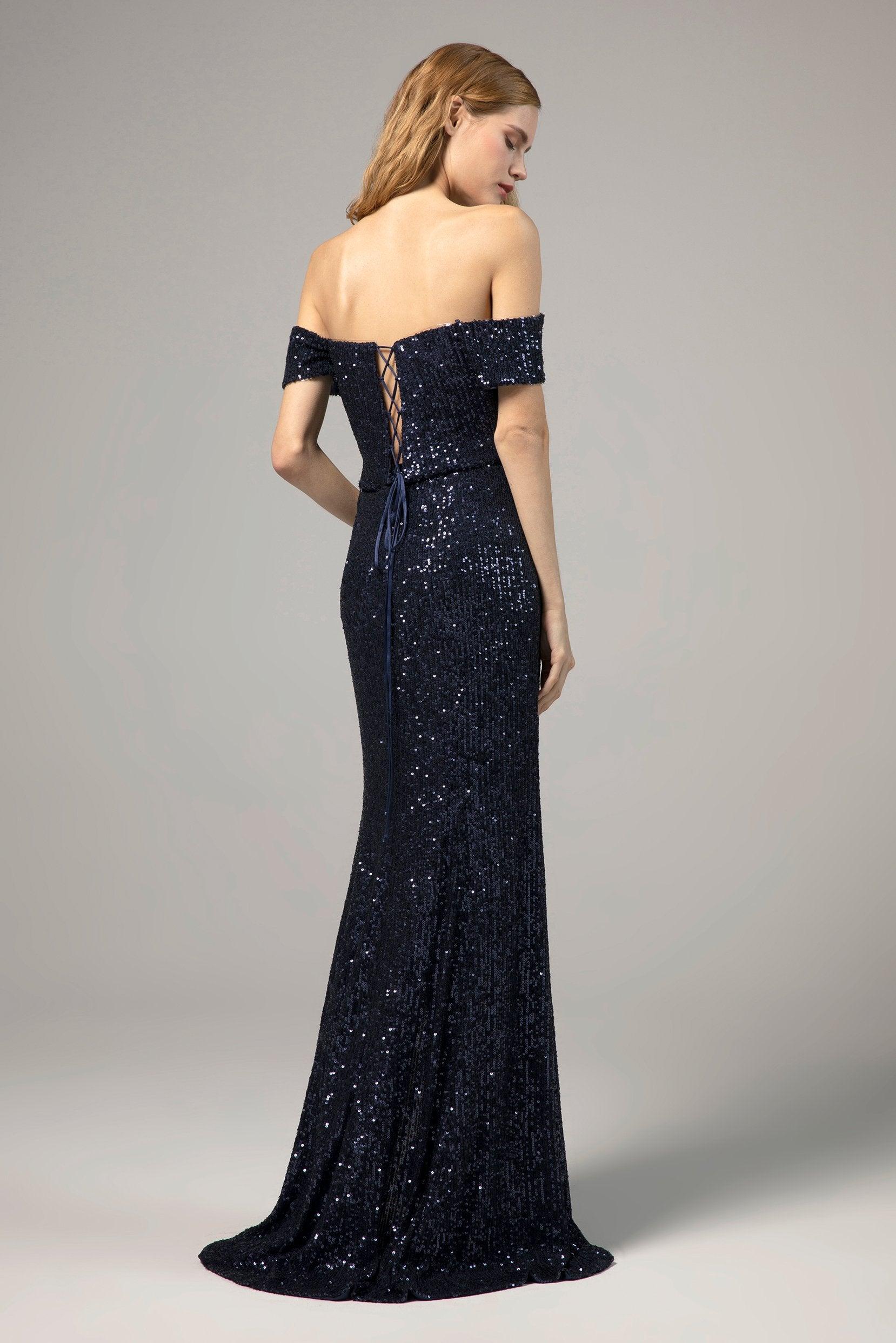 Sheath-Column Floor Length Sequined Dress CS0288CR - COCOMELODY