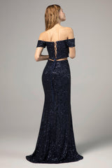 Sheath-Column Floor Length Sequined Dress CS0288CR - COCOMELODY