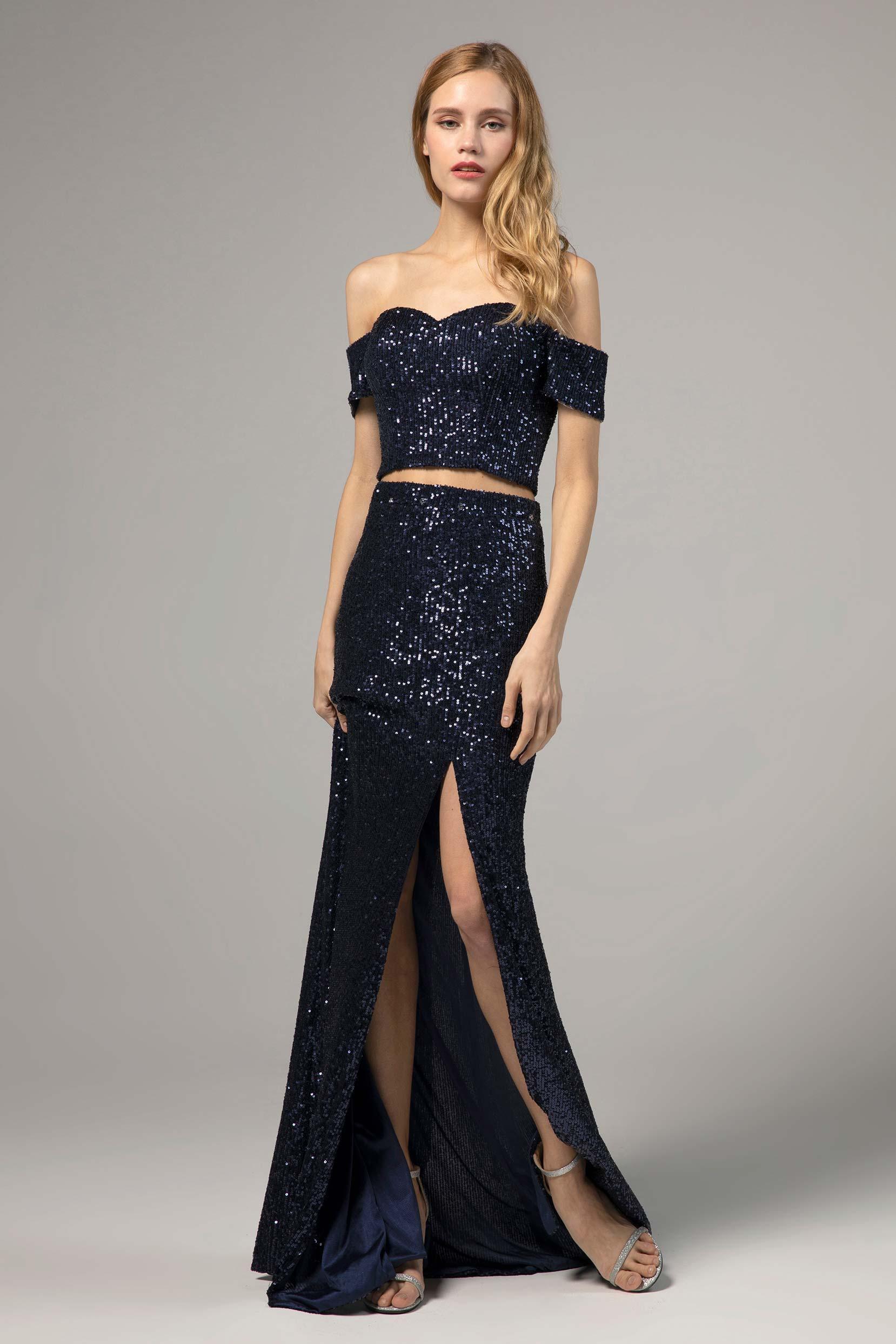 Sheath-Column Floor Length Sequined Dress CS0288CR - COCOMELODY