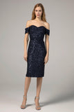 Sheath-Column Knee Length Sequined Dress CS0291 - COCOMELODY