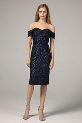 Sheath-Column Knee Length Sequined Dress CS0291 - COCOMELODY