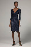 Sheath-Column Knee Length Sequined Dress CS0296 - COCOMELODY