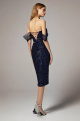 Sheath-Column Knee Length Sequined Dress CS0300 - COCOMELODY