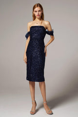 Sheath-Column Knee Length Sequined Dress CS0300 - COCOMELODY