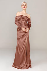 Sheath Sweep Train Luxe Satin Dress CS0316 - COCOMELODY