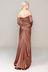 Sheath Sweep Train Luxe Satin Dress CS0316 - COCOMELODY
