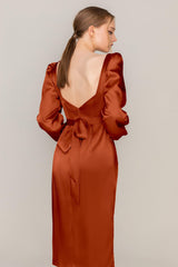 Sheath Knee Length Luxe Satin Dress CS0318 - COCOMELODY