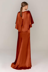 Sheath Sweep Train Luxe Satin Dress CS0320 - COCOMELODY